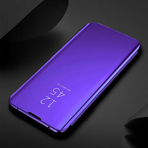 Funda de Cuero Cartera con Soporte Espejo Carcasa S01 para Xiaomi Mi Note 10 Pro Morado