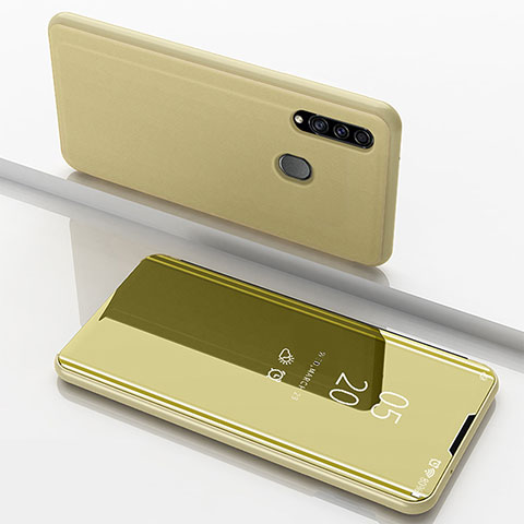 Funda de Cuero Cartera con Soporte Espejo Carcasa ZL1 para Samsung Galaxy A20s Oro