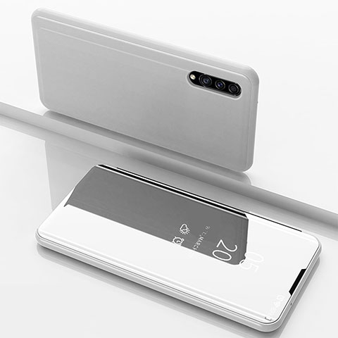 Funda de Cuero Cartera con Soporte Espejo Carcasa ZL1 para Samsung Galaxy A30S Plata