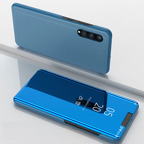 Funda de Cuero Cartera con Soporte Espejo Carcasa ZL1 para Samsung Galaxy A70S Azul