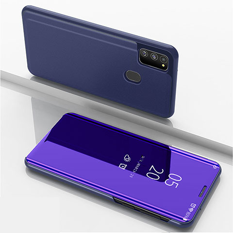 Funda de Cuero Cartera con Soporte Espejo Carcasa ZL1 para Samsung Galaxy M21 Morado