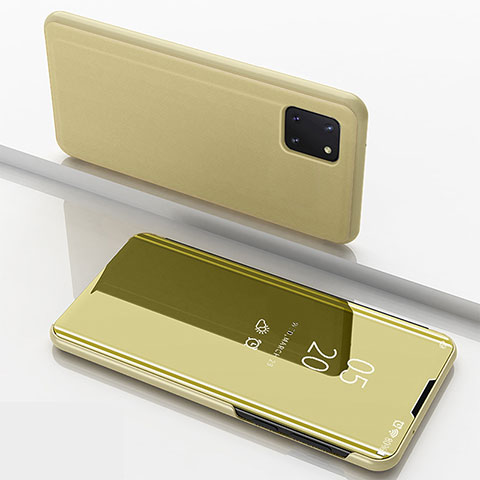 Funda de Cuero Cartera con Soporte Espejo Carcasa ZL1 para Samsung Galaxy M60s Oro