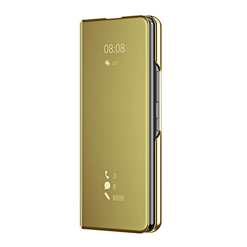 Funda de Cuero Cartera con Soporte Espejo Carcasa ZL2 para Samsung Galaxy Z Fold3 5G Oro