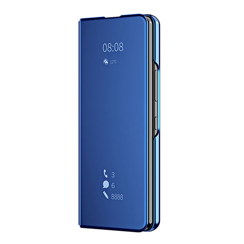 Funda de Cuero Cartera con Soporte Espejo Carcasa ZL2 para Samsung Galaxy Z Fold4 5G Azul