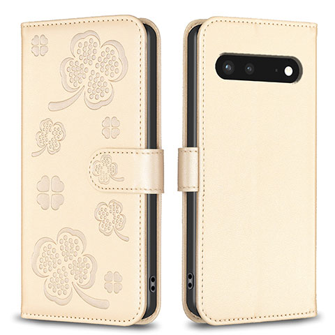 Funda de Cuero Cartera con Soporte Flores Carcasa BF1 para Google Pixel 7 5G Oro