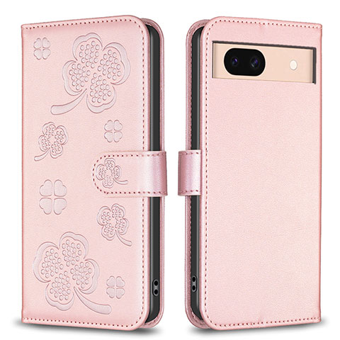 Funda de Cuero Cartera con Soporte Flores Carcasa BF1 para Google Pixel 8a 5G Oro Rosa