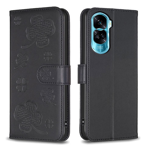 Funda de Cuero Cartera con Soporte Flores Carcasa BF1 para Huawei Honor 90 Lite 5G Negro