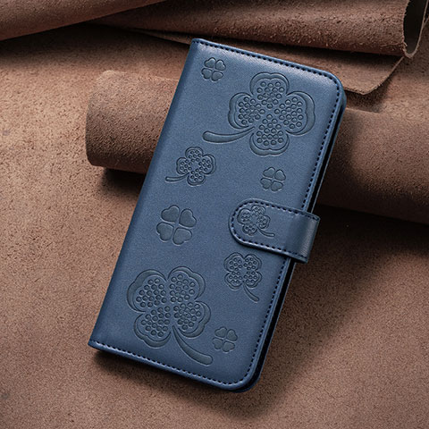 Funda de Cuero Cartera con Soporte Flores Carcasa BF1 para Oppo A15 Azul