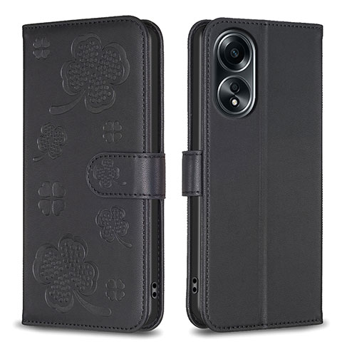 Funda de Cuero Cartera con Soporte Flores Carcasa BF1 para Oppo A18 Negro