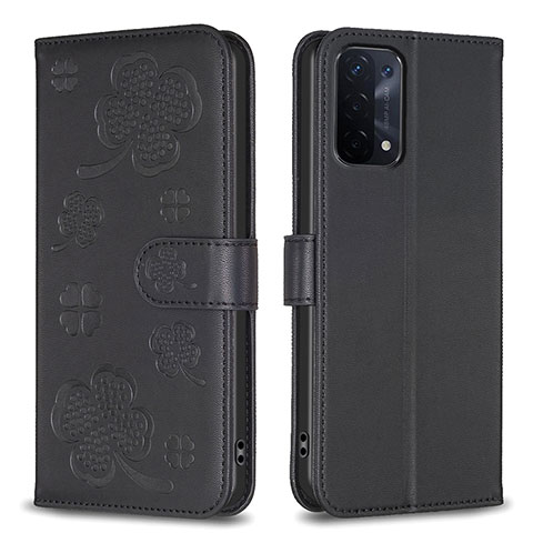 Funda de Cuero Cartera con Soporte Flores Carcasa BF1 para Oppo A93 5G Negro