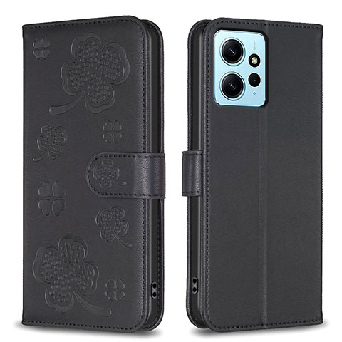 Funda de Cuero Cartera con Soporte Flores Carcasa BF1 para Xiaomi Redmi Note 12 4G Negro