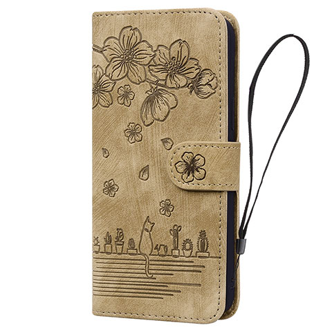 Funda de Cuero Cartera con Soporte Flores Carcasa HF1 para Huawei Honor 90 Lite 5G Marron