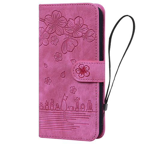 Funda de Cuero Cartera con Soporte Flores Carcasa HF1 para Huawei Honor 90 Lite 5G Rosa Roja