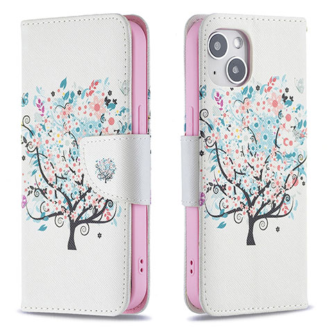 Funda de Cuero Cartera con Soporte Flores Carcasa L01 para Apple iPhone 13 Mini Multicolor