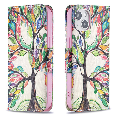 Funda de Cuero Cartera con Soporte Flores Carcasa L02 para Apple iPhone 14 Multicolor