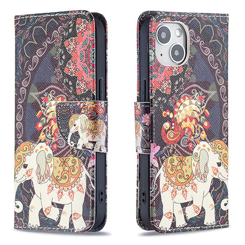 Funda de Cuero Cartera con Soporte Flores Carcasa L07 para Apple iPhone 14 Plus Multicolor