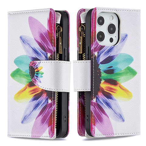 Funda de Cuero Cartera con Soporte Flores Carcasa para Apple iPhone 14 Pro Max Vistoso