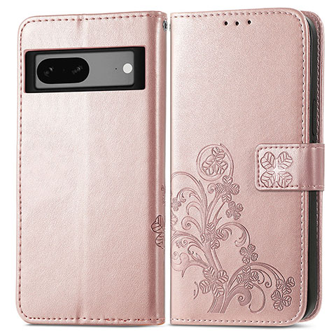 Funda de Cuero Cartera con Soporte Flores Carcasa para Google Pixel 7 5G Oro Rosa