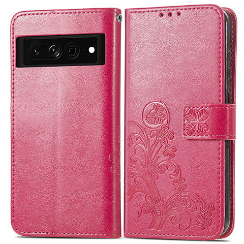 Funda de Cuero Cartera con Soporte Flores Carcasa para Google Pixel 7 Pro 5G Rosa Roja