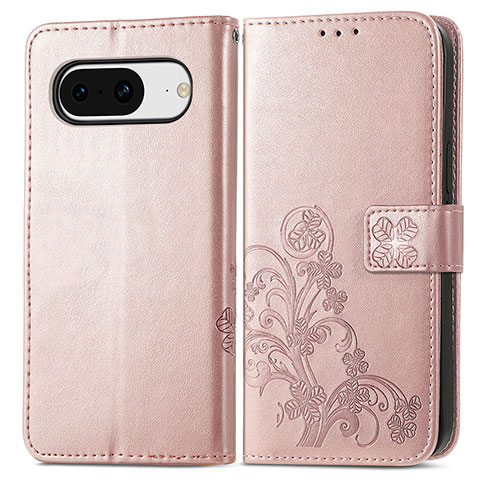 Funda de Cuero Cartera con Soporte Flores Carcasa para Google Pixel 8 5G Oro Rosa