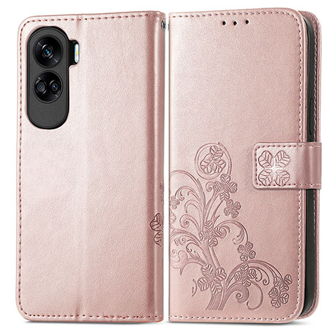 Funda de Cuero Cartera con Soporte Flores Carcasa para Huawei Honor 90 Lite 5G Oro Rosa