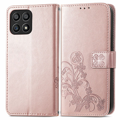 Funda de Cuero Cartera con Soporte Flores Carcasa para Huawei Honor X30i Oro Rosa