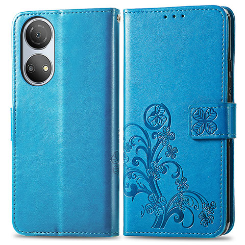 Funda de Cuero Cartera con Soporte Flores Carcasa para Huawei Honor X7 Azul