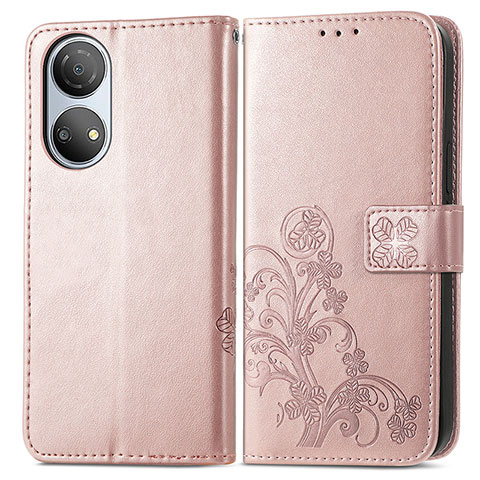 Funda de Cuero Cartera con Soporte Flores Carcasa para Huawei Honor X7 Oro Rosa