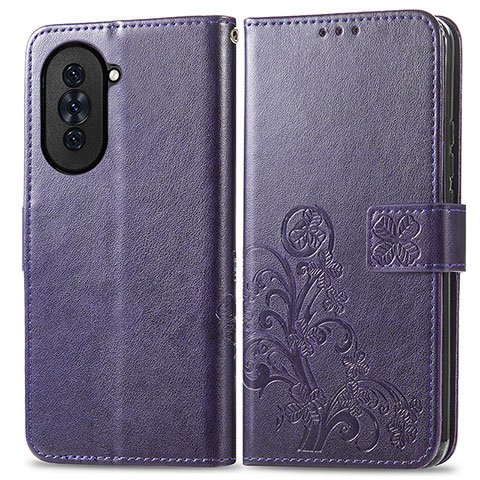 Funda de Cuero Cartera con Soporte Flores Carcasa para Huawei Nova 10 Pro Morado