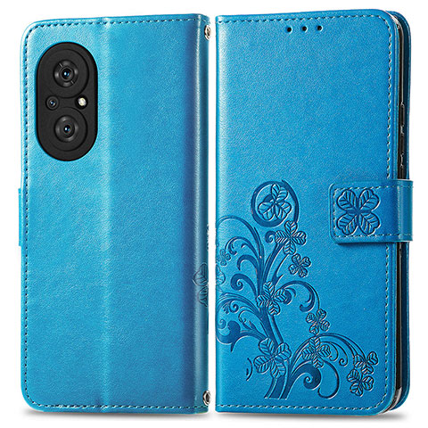 Funda de Cuero Cartera con Soporte Flores Carcasa para Huawei Nova 9 SE Azul