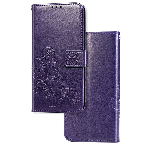 Funda de Cuero Cartera con Soporte Flores Carcasa para Huawei P Smart Z (2019) Morado