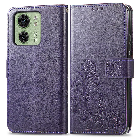 Funda de Cuero Cartera con Soporte Flores Carcasa para Motorola Moto Edge (2023) 5G Morado