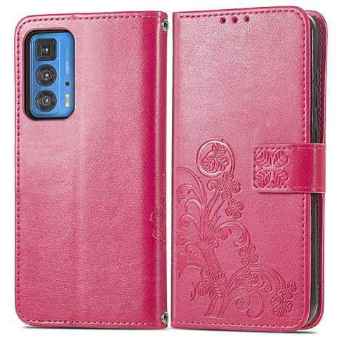 Funda de Cuero Cartera con Soporte Flores Carcasa para Motorola Moto Edge S Pro 5G Rojo