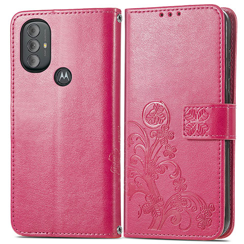 Funda de Cuero Cartera con Soporte Flores Carcasa para Motorola Moto G Play Gen 2 Rojo