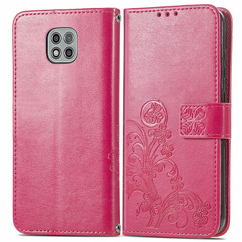 Funda de Cuero Cartera con Soporte Flores Carcasa para Motorola Moto G Power (2021) Rojo