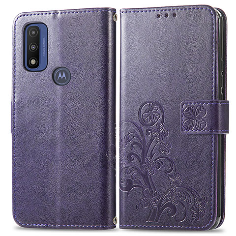 Funda de Cuero Cartera con Soporte Flores Carcasa para Motorola Moto G Pure Morado