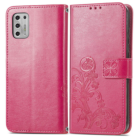 Funda de Cuero Cartera con Soporte Flores Carcasa para Motorola Moto G Stylus (2021) Rojo