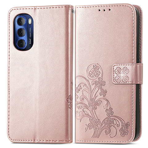 Funda de Cuero Cartera con Soporte Flores Carcasa para Motorola Moto G Stylus (2022) 4G Rosa