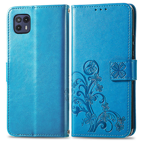 Funda de Cuero Cartera con Soporte Flores Carcasa para Motorola Moto G50 5G Azul