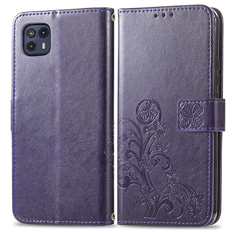 Funda de Cuero Cartera con Soporte Flores Carcasa para Motorola Moto G50 5G Morado