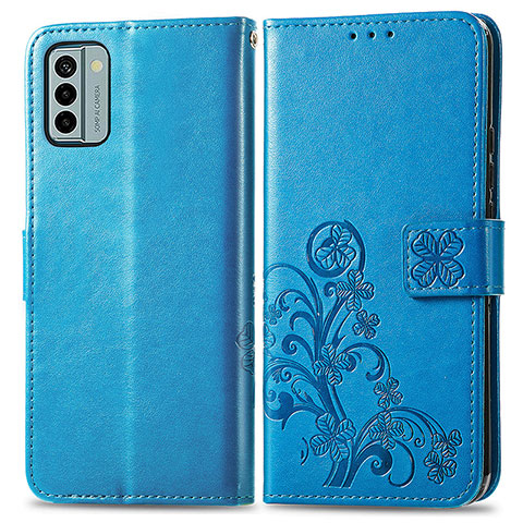 Funda de Cuero Cartera con Soporte Flores Carcasa para Nokia G22 Azul