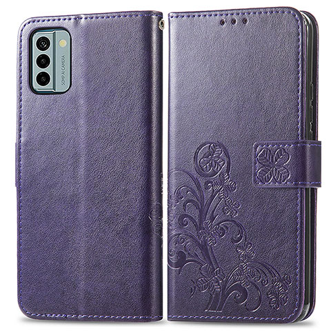 Funda de Cuero Cartera con Soporte Flores Carcasa para Nokia G22 Morado