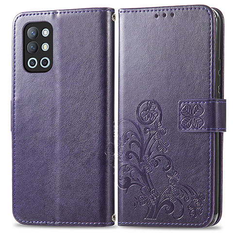 Funda de Cuero Cartera con Soporte Flores Carcasa para OnePlus 9R 5G Morado