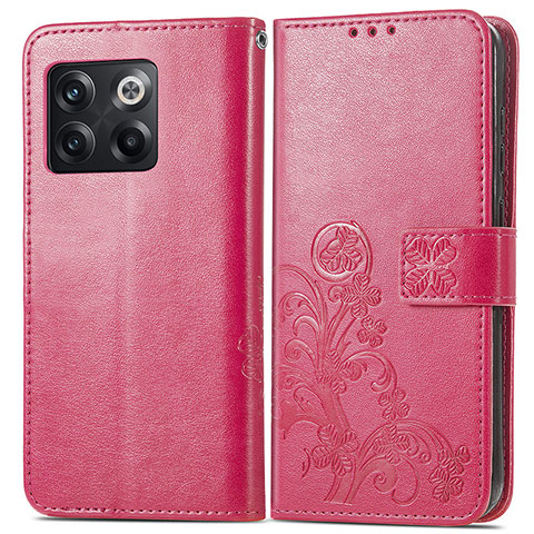 Funda de Cuero Cartera con Soporte Flores Carcasa para OnePlus Ace Pro 5G Rosa Roja