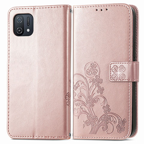 Funda de Cuero Cartera con Soporte Flores Carcasa para Oppo A16e Rosa