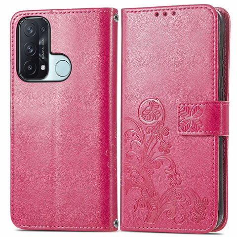 Funda de Cuero Cartera con Soporte Flores Carcasa para Oppo Reno5 A Rojo