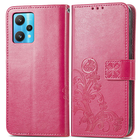 Funda de Cuero Cartera con Soporte Flores Carcasa para Realme 9 Pro 5G Rosa Roja