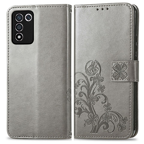 Funda de Cuero Cartera con Soporte Flores Carcasa para Realme 9 SE 5G Gris