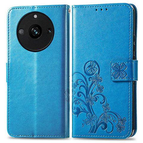 Funda de Cuero Cartera con Soporte Flores Carcasa para Realme Narzo 60 Pro 5G Azul