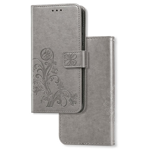 Funda de Cuero Cartera con Soporte Flores Carcasa para Samsung Galaxy A20 Gris